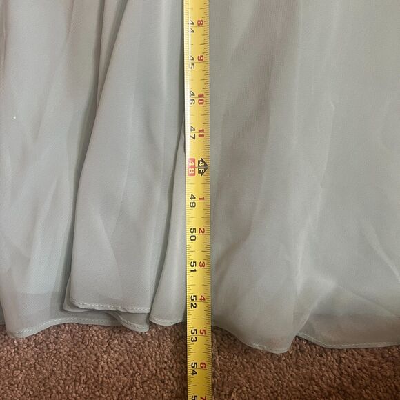 David's Bridal Womens Maxi Gown Dress Size 0 Sage Green Bridesmaid Prom Formal - Picture 9 of 13